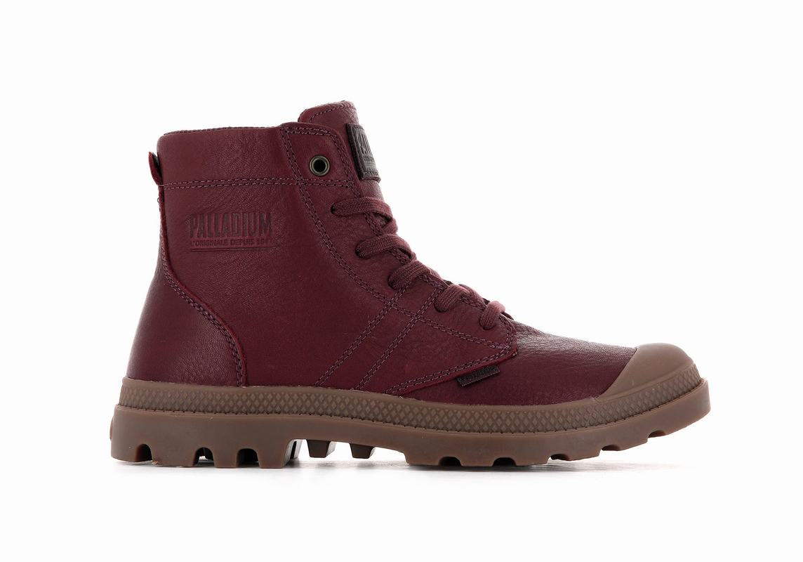 Palladium Pallabrousse Leather Men's Boots Dark Red (EIGB91306)